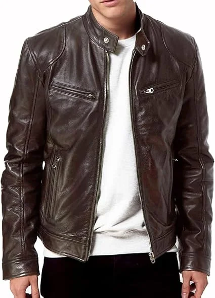 brown leather jacket