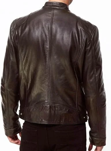 brown leather jacket back