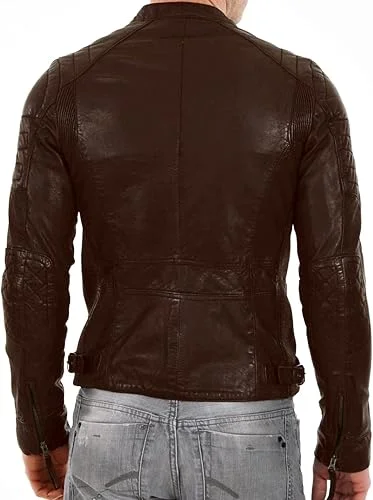 brown leather jacket back
