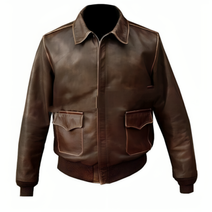 Mens USAAF A-2 Aviator Brown Distressed Leather Jacket