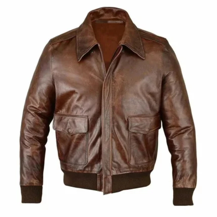 Classic Men’s Flying RAF Aviator Brown Leather Biker Jacket