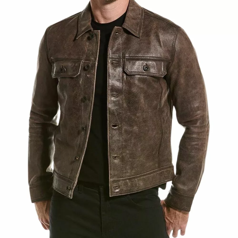 Men’s Brown Saul Jacket – Classic Leather Outerwear