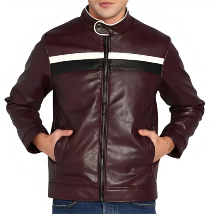 Mens Textured Classic Cafe Racer Brown Leather Jacket – Vintage Biker Style
