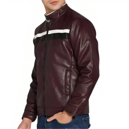 Mens Textured Classic Cafe Racer Brown Leather Jacket – Vintage Biker Style