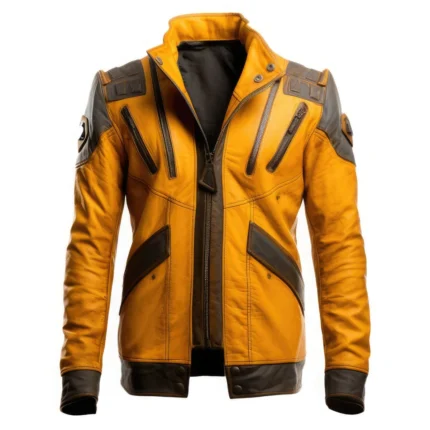 Men’s Brown Mustard Military Leather Jacket