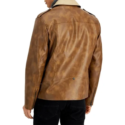 Men’s Brown Asymmetric Leather Jacket