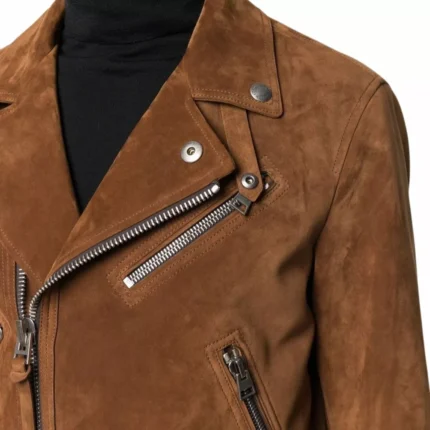 Men’s Brown Suede Moto Leather Jacket – Classic Biker Style