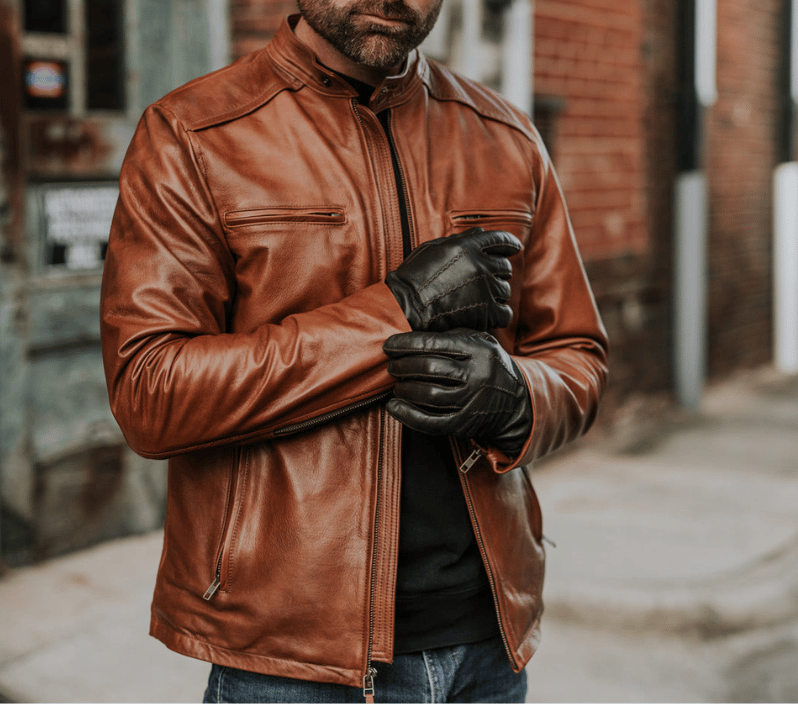 Men’s Brown Leather Moto Jacket – Classic Biker Outerwear