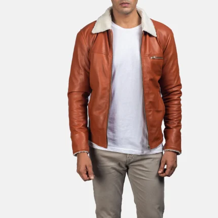 Tan Shearling Leather Jacket