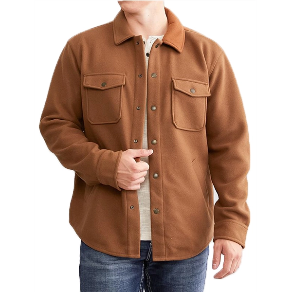 Mens Brown Wool Shacket – Classic Layered Outerwear