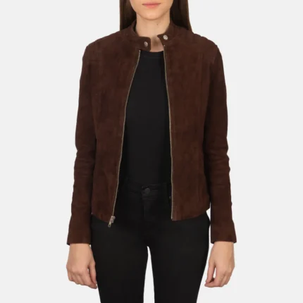 Kelsee Mocha Suede Biker Jacket – Women’s Premium Moto Suede Jacket