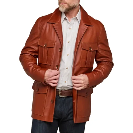 Lucas Men’s Brown Leather Safari Jacket