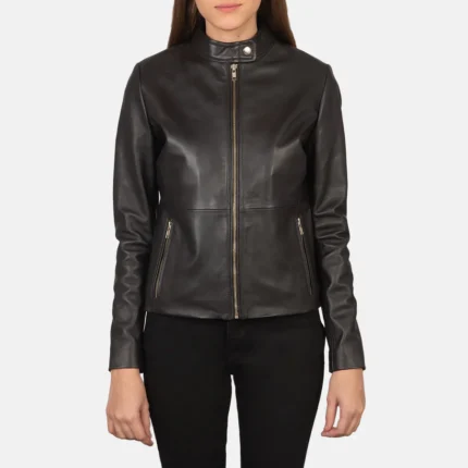 Rave Brown Leather Biker Jacket – Classic Women’s Moto Jacket