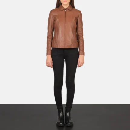 Colette Brown Leather Jacket for Women