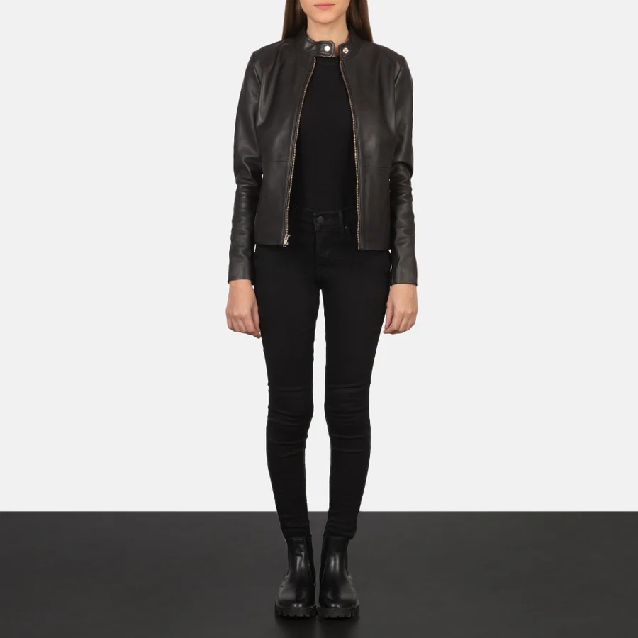 Rave Brown Leather Biker Jacket – Classic Women’s Moto Jacket