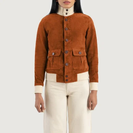 Sasha A1 Brown Suede Bomber Jacket – Classic Women’s Flight Jacket