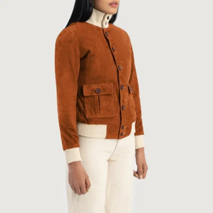 Sasha A1 Brown Suede Bomber Jacket – Classic Women’s Flight Jacket