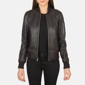 Ava MA-1 Brown Leather Bomber Jacket – Classic Women’s Flight Style