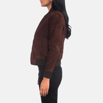 Bliss Brown Suede Bomber Jacket – Premium Women’s Classic Suede Flight Jacket