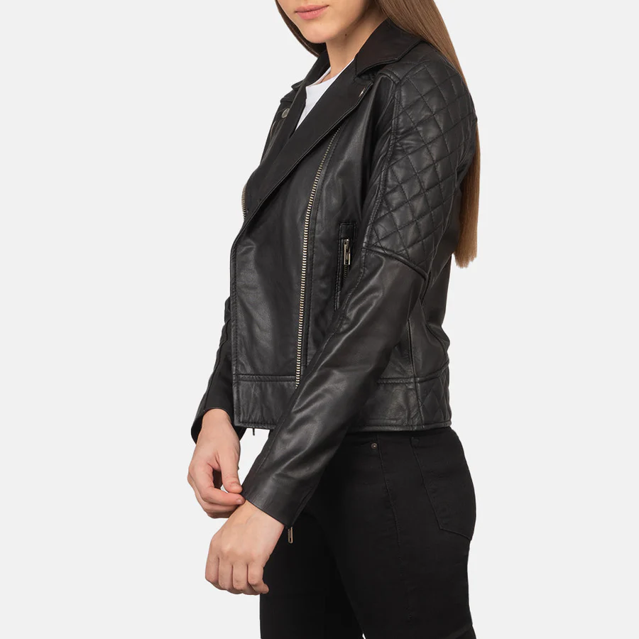Carolyn Quilted Vintage Brown Biker Jacket – Classic Women’s Moto Style