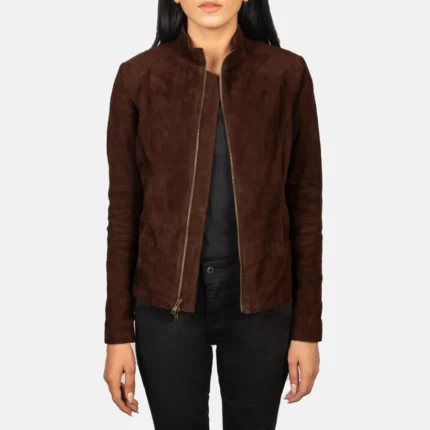 Rumella Mocha Suede Biker Jacket for Women