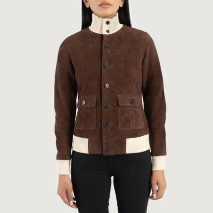 Sasha A1 Mocha Suede Bomber Jacket – Vintage A1 Elegance in Soft Suede