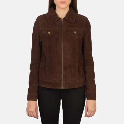 Suzy Mocha Suede Trucker Jacket – Classic Women’s Suede Outerwear