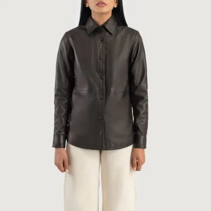 Zenith Brown Leather Shirt Jacket – Classic Women’s Leather Shacket