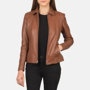 Colette Brown Leather Jacket for Women