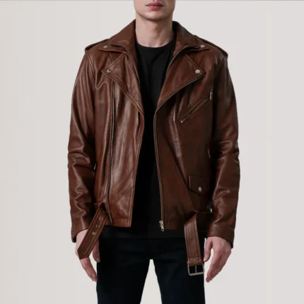 biker brown leather jacket