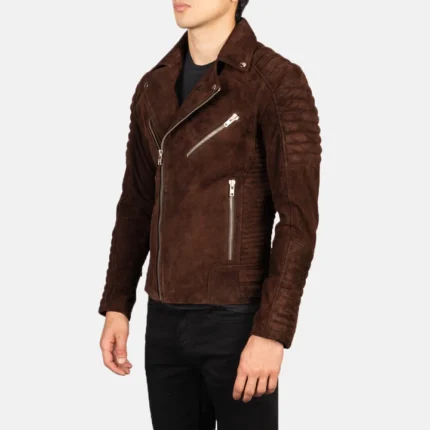 biker leather jacket brown side