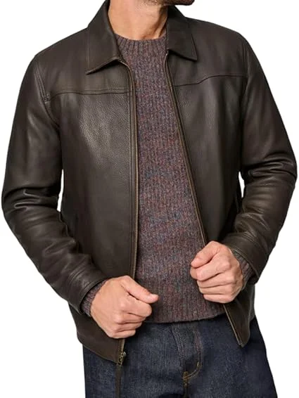 brown classic vinatage leather jacket
