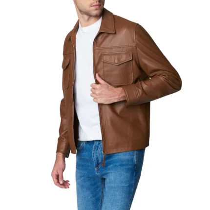 Mack Brown Leather Moto Racer Jacket – Classic Biker Outerwear