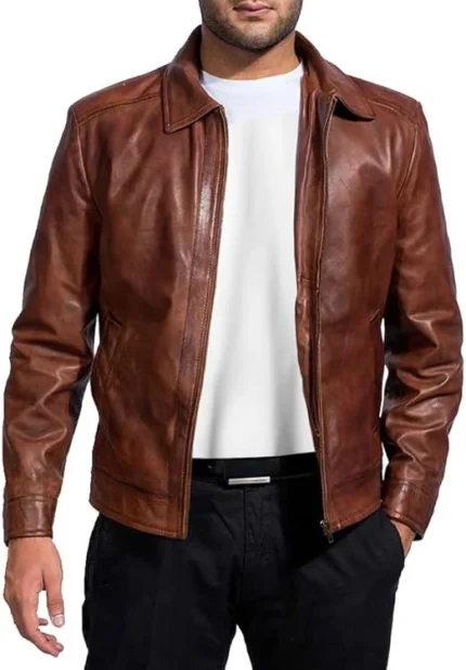 brown leather jacket for men