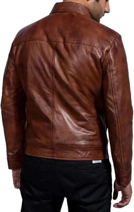 brown leather jacket man