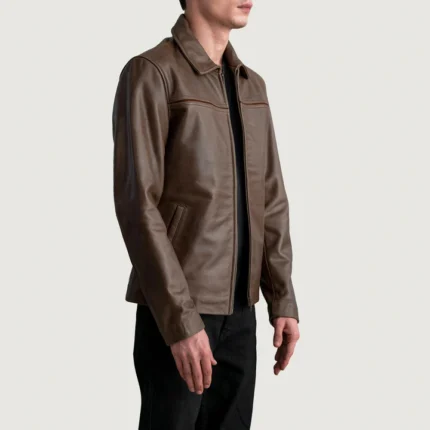 brown leather jacket side