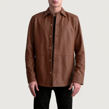 brown leather shirt
