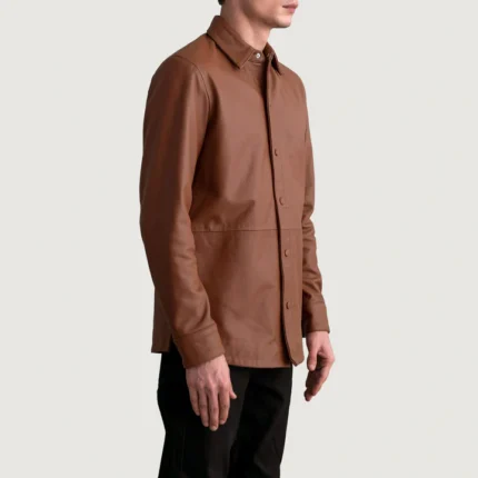 brown leather shirt side