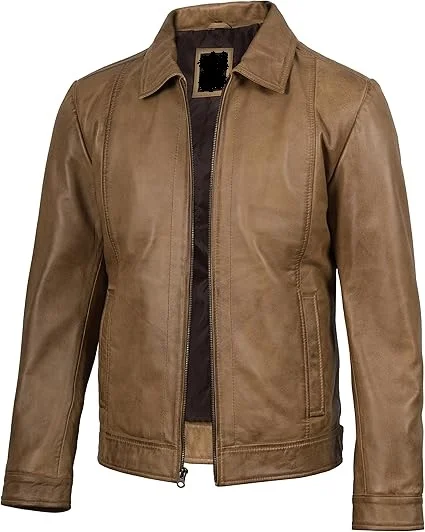 camel brown leather jacket for men