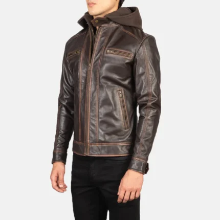 cow brown leather jacket side