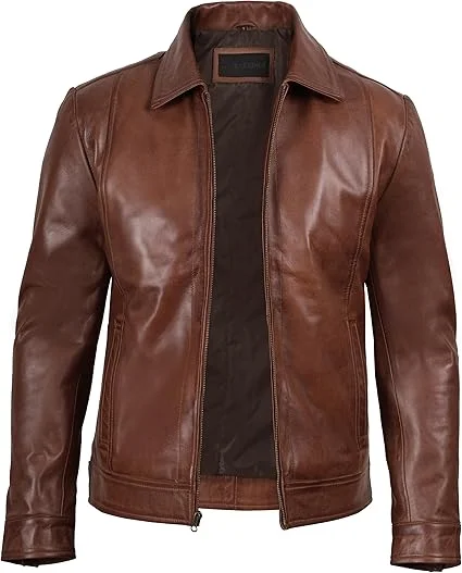 dark brown leather jacket front