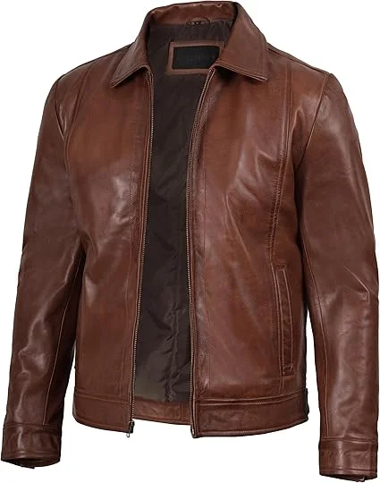dark brown leather jacket