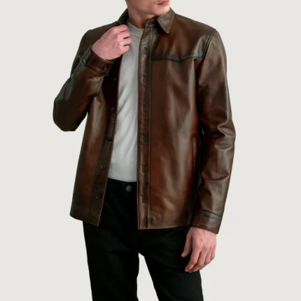 distressed brown leather