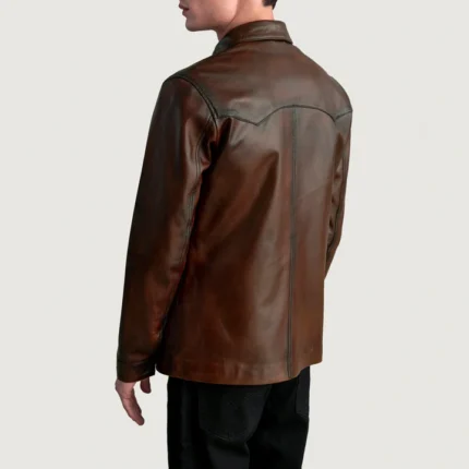 distressed brown leather back