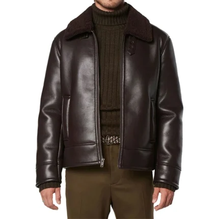 Men’s Brown Leather Pilot Jacket – Classic Aviator Outerwear