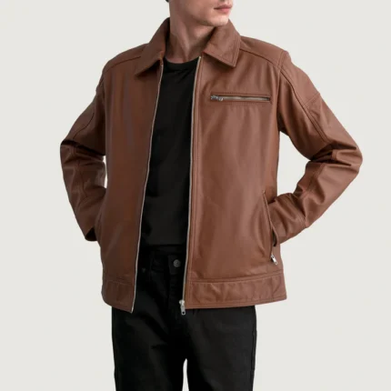 matte brown leather jacket
