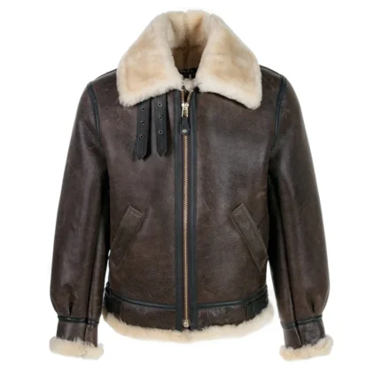 Mens Brown Shearling Aviator Jacket