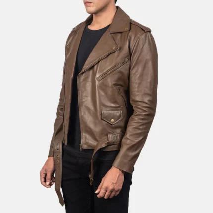 mocha brown leather jacket side
