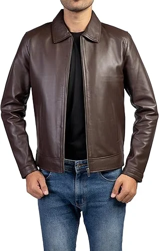 old school brown leather jacket men