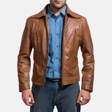 old style vintage brown leather jacket
